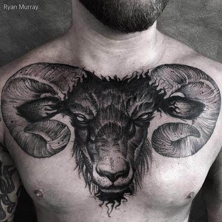 Tattoos - Blackwork Goat - 120447
